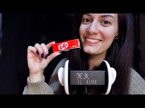 ♡ASMR español♡ COMIENDO CHOCOLATE | KitKat♥ (susurros, eating sounds) *3Dio*