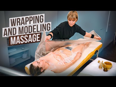 ANTICELLULITE WRAPPING AND ASMR DEEP MODELING MASSAGE FOR CHEERFUL GIRL
