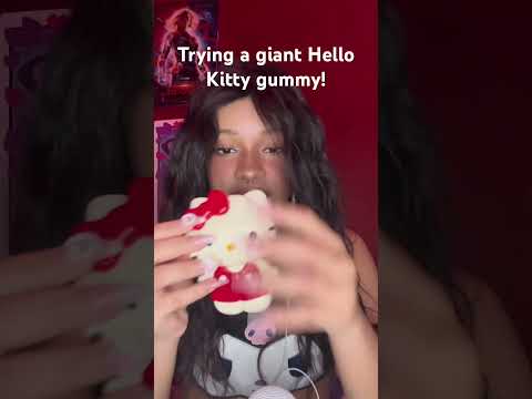 Trying a GIANT Hello Kitty gummy! #sanrio #hellokitty #asmr