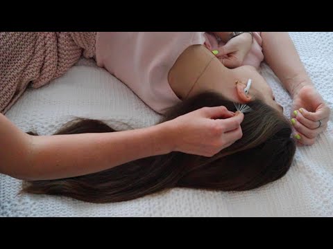 ASMR relaxing hair play and micro-attention on my sister (whisper)