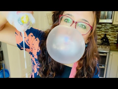 Soothing sounds of bubble gum popping and washing the dishes ASMR GUM