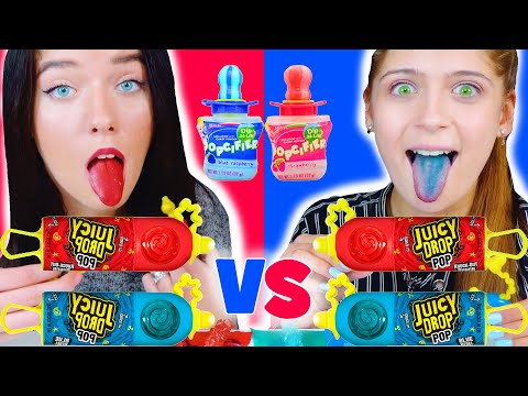 ASMR Blue Candy VS Red Candy Mukbang Eating