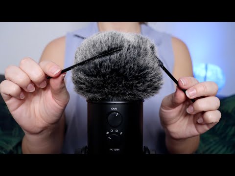 ASMR - Tingly Microphone Brushing with Spoolie Brushes (Fluffy Windscreen) [No Talking]