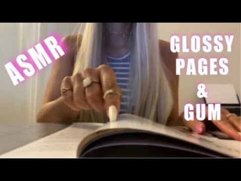 ASMR Glossy Magazine Page Turning, Light Gum Chewing w/ Tapping, Paper Sounds, Tracing (No Talk)