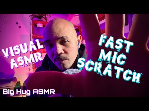 Lightning fast fluffy mic scratching + Visual ASMR w/ breathy whispers + mouth sounds