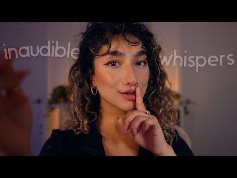 ASMR • CLICKY INAUDIBLE WHISPERS (hand tracing, up close whispers)