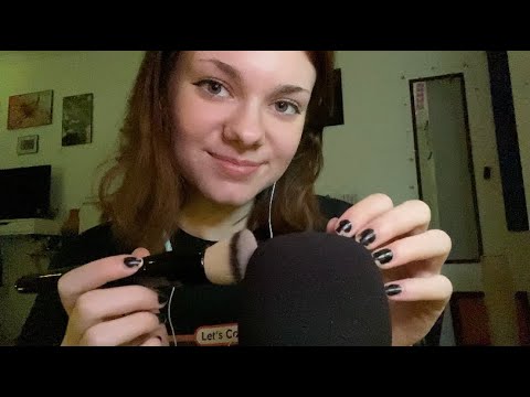 ASMR | Mic Scratching & Brushing w/ Inaudible Whispers & Mouth Sounds ✨