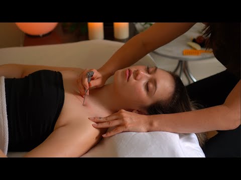 ASMR Head Spa - Scalp Tingles, Décolleté Massage w/ Acupressure, Back Scratch  (Whisper)