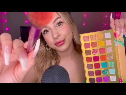 ASMR doing your spring makeup (fast & aggressive, mouth sounds) 🌷🌸💐