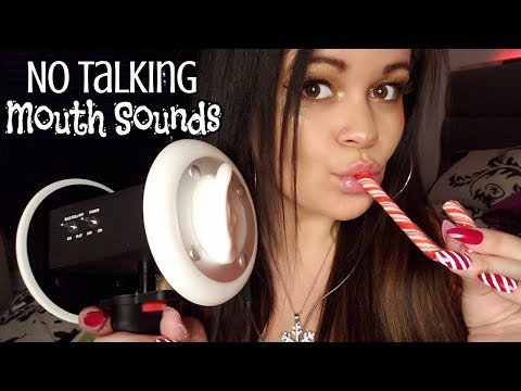 ASMR 3DIO Mouth Sounds *NO TALKING* [ Candy Cane Eating ]