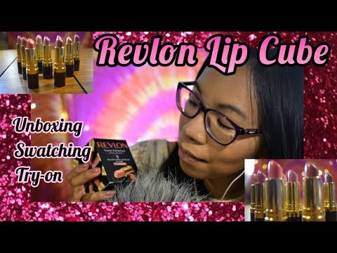 ASMR WHISPERS: Revlon Lip Cube Unboxing/Swatching/Try-on 💄💝 | +  4 Sleep Triggers