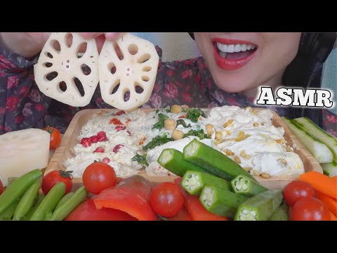 ASMR DELICIOUS HUMMUS + FRESH VEGGIES (CRUNCHY EATING SOUNDS) NO TALKING | SAS-ASMR