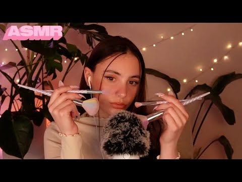 ASMR soft Brushing on the Mic with(out) Cover + Fluffy Cover 🌸💞