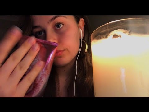 ASMR- Gum Chewing & Whispering (Sleep-Inducing) with Tapping, Match Lighting💤