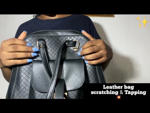 ASMR Leather Bag Scratching and Tapping| Bag Ziping Sounds💥