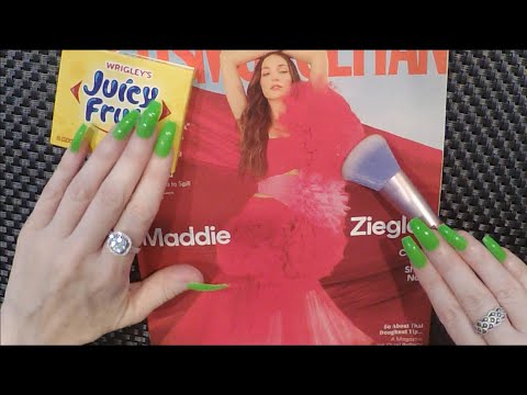 ASMR Gum Chewing Magazine Flip Through | Maddie Ziegler | Whispered Page Turning