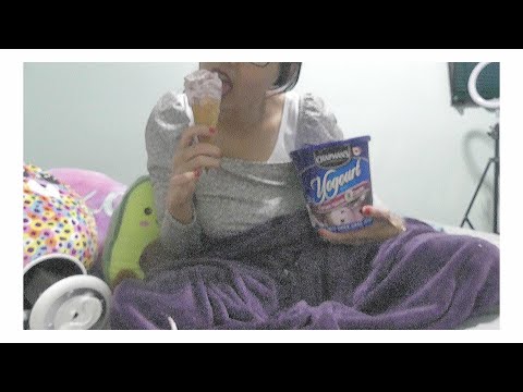 ASMR Eating Ice Cream  with cone (Mouth/ Eating Sound) 3dio Binaural 💜- Whispering- 🍦🍒