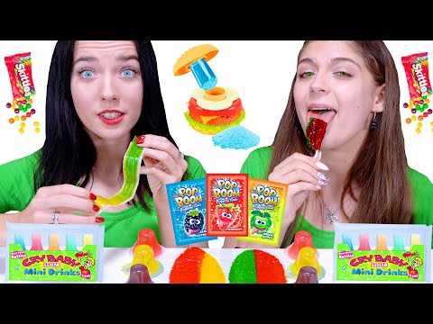 ASMR Rainbow Candy Party and Race Challenge with Most Popular Sour Candy