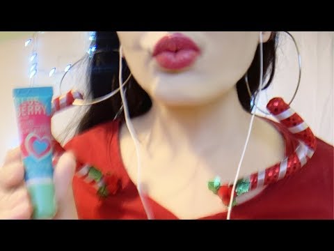 ASMR Kissing Sounds, Blowing Sounds,Lip Gloss  Application - Whispering
