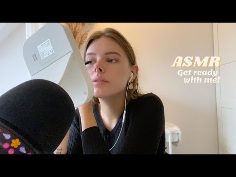 ASMR get ready with me! (whispering, hair brushing, makeup triggers)