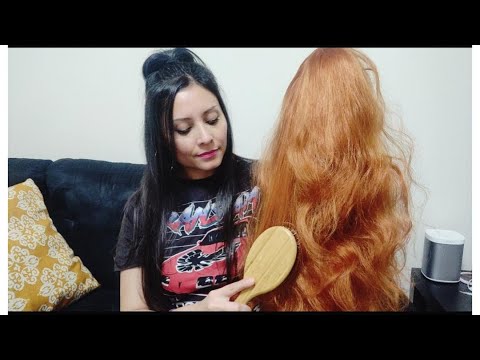 ASMR: Hair brushing a wig (minimal talking)