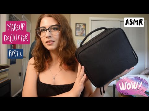 ASMR | 👄 Makeup Declutter Part 2 👄 | What’s in My Makeup Bag | Whispering, Makeup Sounds