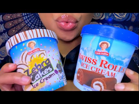 ASMR | Little Debbie Ice Cream 🍦 Taste Test - Zebra Cake  🦓 Swiss Roll