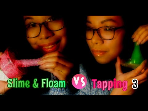 ａｓｍｒ: Slime & Floam vs Tapping 3 🐌🎁 #Binaural Crunchy/Sticky Sounds (No Talking)