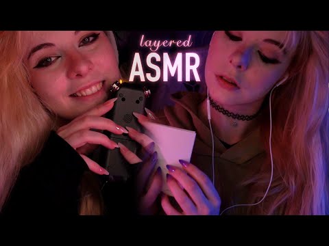 layered ASMR | close up Whispering & gentle Tapping - Breathing, Blowing