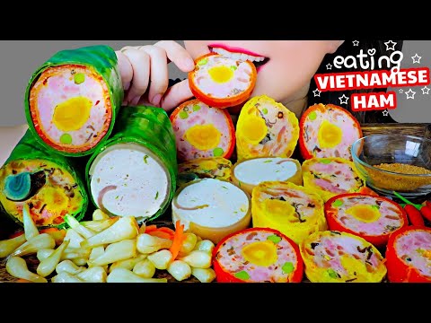 ASMR 3 LOẠI CHẢ | 3 KIND OF STEAMED MIXED PORK ROLL ( VIETNAMESE HAM)  EATING SOUNDS | LINH-ASMR