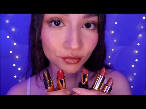 ASMR ~TINGLY~ Lipstick Application For Sleep (Kisses, Whispering, Mouth Sounds)