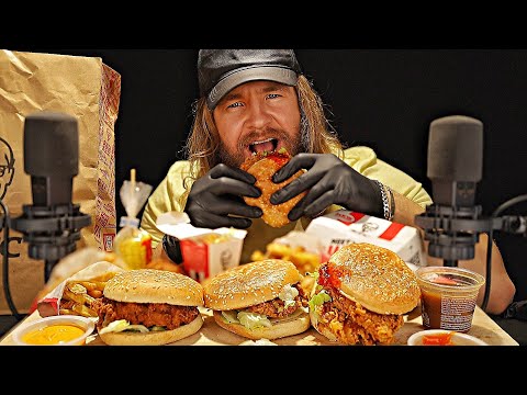 [ASMR] EATING KFC TRILOGY BURGER, ZINGER BURGER & FILLET BURGER