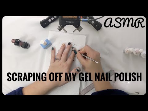 Removing my Gel Nail Polish with Tools ASMR | Scratching, Liquid, Whispering and More!