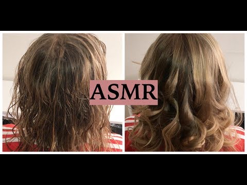 ASMR Brushing, Blow Drying & Curling My Sister's Hair (Relaxing Hair Play, No Talking)