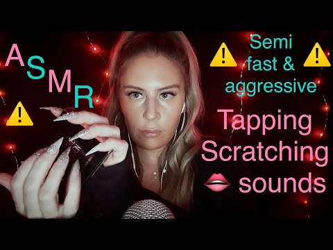 ASMR⚠️Semi fast & aggressive⚠️ Tapping, scratching, & mouth sounds with long nails for tingles!💞✨