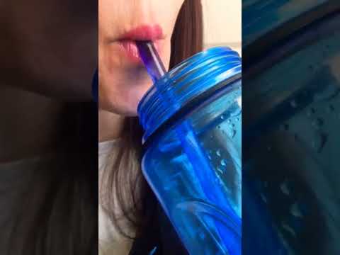 ASMR 💧super close up water drinking boa free bottle reusable straw satisfying sounds mouth #shorts