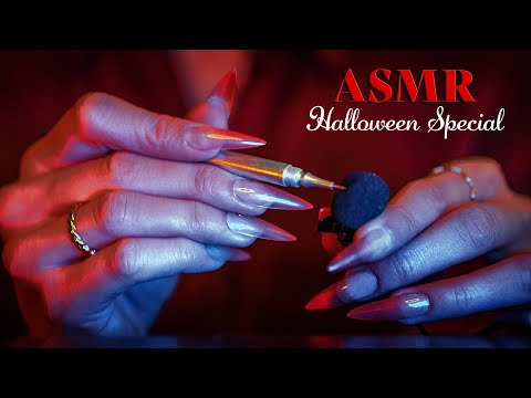 ASMR ~ Halloween Special ~ Long Fake Nails, Spooky Tapping, Creepy Scratching (no talking)
