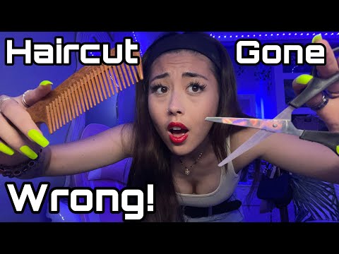 ASMR haircut gone wrong! ✂️💤 (Fast and aggressive, chaotic)