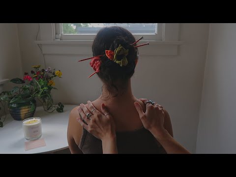 ASMR gentle relaxing hair play and back massage on Cassidy ft. Dossier (soft whisper, june gloom)