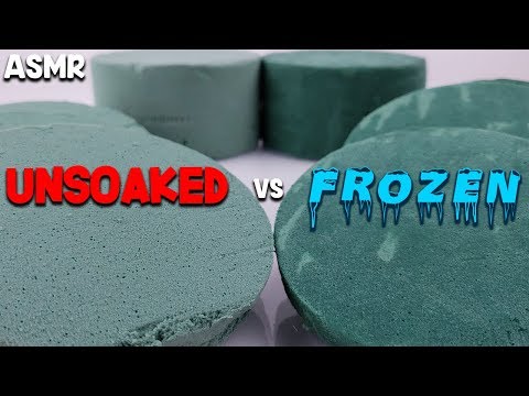 ASMR Frozen vs Unsoaked Floral Foam Crushing - Satisfying Floral Foam ASMR