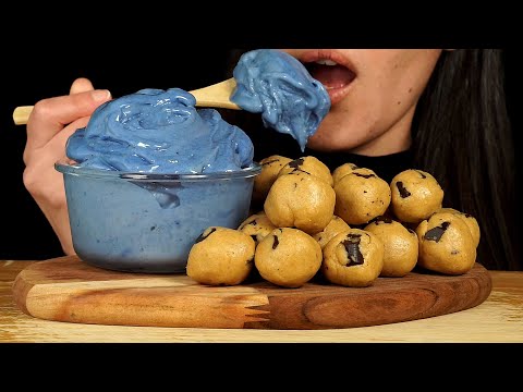 ASMR: Blue Nice Cream & Cookie Dough Balls ~ Cookie Monster Inspired (No Talking)