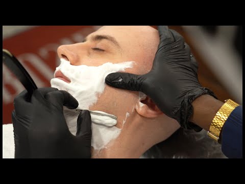 TRADITIONAL BARBER 💈 SHAVE with LOTION and MASSAGE 💈 ASMR no TALKING
