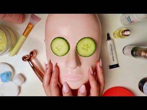 ASMR Facial Skincare Treatment on Mannequin ~ relaxing whispered walkthrough 🌸
