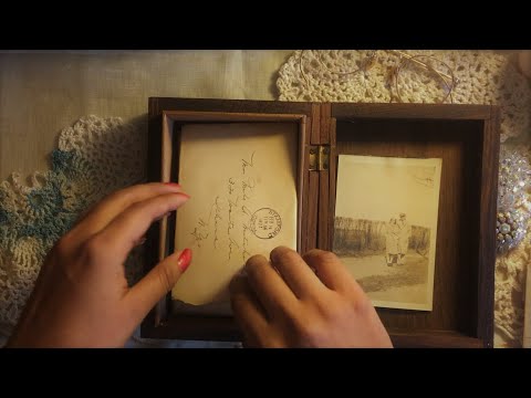 ASMR Tapping, Scratching, and Inaudible Reading Vintage Letter and Cards with Paper Sounds