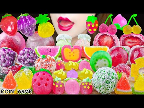 【ASMR】FRUITS SWEETS PARTY🍓FRUITS CANDY,FRUITS KANTEN JELLY,GRAPE GUMMY MUKBANG 먹방 EATING SOUNDS