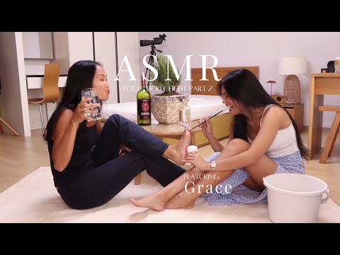 Part 2 Try not to Laugh Challenge(with water) feat. Foot Tickle with Grace😂ASMR not!