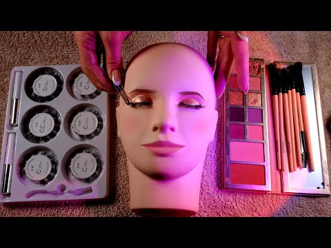 ASMR Glam Eye Makeup & Lash Extensions on Mannequin (Whispered)