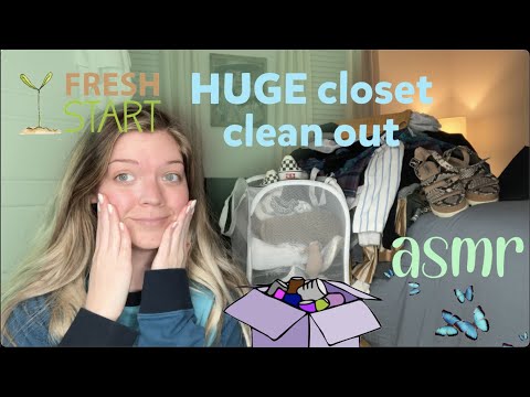 asmr HUGE closet clean out!🐛🌱 clothes & memories storytelling + starting over(pure whisper ramble)