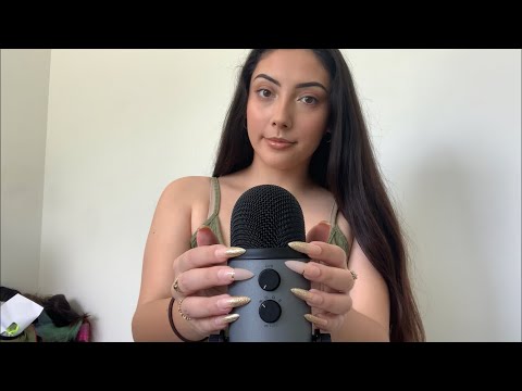 ASMR Scratching The Mic with Long Fake Nails | Whispered