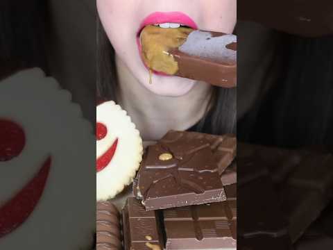 ASMR PEANUT BUTTER with CHOCOLATE ICE CREAM BARS Eating Sounds